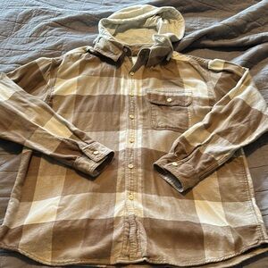 Plaid Button-Up Hoodie Shirt